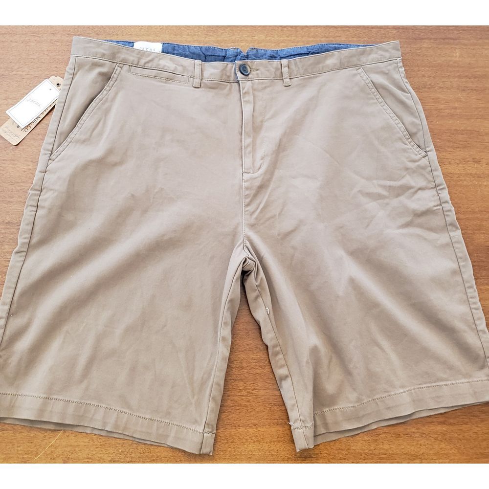 Mens Jachs Khaki Shorts 42 Chino Flat Front‎